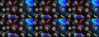 Çiçekli bahar çiçekleri. Küçük çiçekte güzel bir desen. Küçük renkli çiçekler. Moda baskıları için zarif bir şablon. Motley illüstrasyonu. Kusursuz..