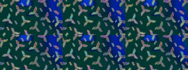 Güzel raster mavisi, yeşil ve nötr kar taneleri renkli bir arka planda izole edilmiş. Kar taneleri, kar yağışı. Düşen Noel stili kar taneleri. Görüntü.