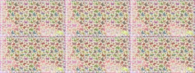 Raster. Kelebeklerle kusursuz desen. Tekstil, kumaş, baskı ve davetiye geçmişi. Gri ve nötr renklerle çizim.