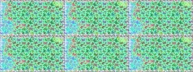 Renkli folklorlu, kelebekli kusursuz desen. Mavi ve yeşil arka planda renkli kelebekler. Paketleme, kağıt, kumaş için uygun.