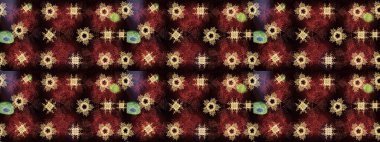 Raster illüstrasyonu. Süslü dekorasyon. Damask altın soyut çiçek deseni kahverengi, siyah ve kırmızı renkler.