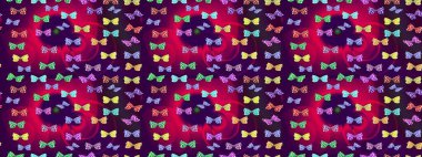 Geleneksel Raster dekoru. Mor arka planda. Kıyafet tasarımı için. Sevimli moda kelebekler.