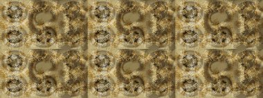 Kar tanelerinin soyut arkaplanlı Noel şablonu. Kahverengi, bej ve nötr kar taneleri. Raster illüstrasyonu. Noel ve Yeni Yıl moda baskıları için tatil tasarımı.