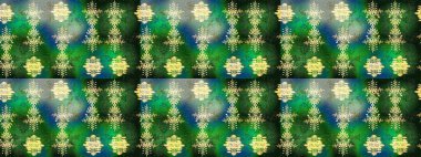 Yuvarlak raster kar tanesi. Raster illüstrasyonu. Soyut kış yeşili, mavi ve gri süs. Güzel kar tanesi. Renkli arka planda izole tatlı kar taneleri.