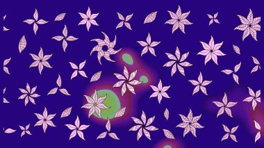 Renkli Bahar Teması eskiz kalıbı. Çiçeksel fantezi tasarımı ve parlak bir arka plan çizimi. Düz Çiçek Elementleri Tasarımı.