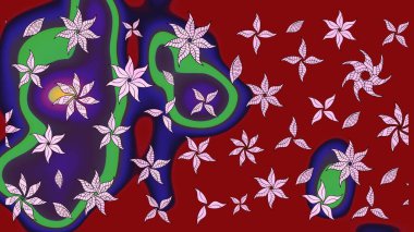 Raster illüstrasyonu. Çiçekler, dallar, bitkiler ve çiçekler. El çizimi. Güzel kumaş deseni.