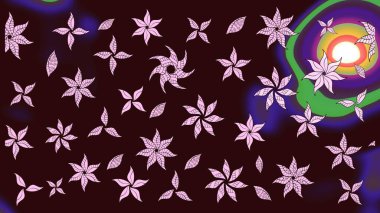 Raster. Kahverengi renkte güzel çiçekler, suluboya desenli eskiz deseni, duvar kağıdı, kart veya kumaş için fayanslı..