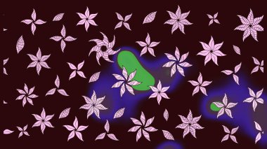 Çiçekli karalama şeklinde Raster çiçek deseni. Kahverengi renkli çiçekler. Nazik, narin çiçek arkaplanı.