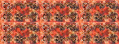 Kar tanelerinin soyut arkaplanı olan şirin bir Noel arkaplanı. Noel ve yeni yıl moda baskıları için tatil tasarımı. Kahverengi, turuncu ve pembe kar taneleri. Raster illüstrasyonu. Renkler.