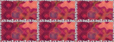 Mor çiçekli kusursuz desen, suluboya çiçek deseni, sevimli çiçek, duvar kağıdı, kart ya da kumaş için fayanslı. Raster - stok.