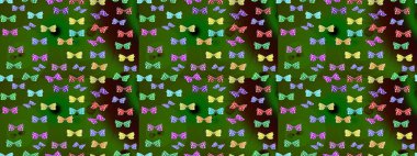 Kelebekli renkli folklor deseni. Yeşil arka planda renkli kelebekler. Paketleme, kağıt, kumaş için uygun.
