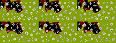 Yeşil çiçekli eskiz deseni, suluboya çiçek deseni, sevimli çiçek, duvar kağıdı, kart veya kumaş için fayanslı. Raster - stok.