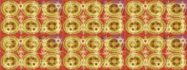 Düşen Noel stili kar taneleri. Kar taneleri, kar yağışı. İllüzyon. Güzel sarı, turuncu ve kahverengi kar taneleri renkli bir arkaplanda izole edilmiş..