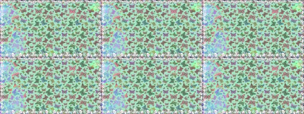 Kelebeklerle parlak, pürüzsüz bir desen. Mavi renkli resim. Moda Kumaşı Tasarımı. Raster illüstrasyonu.