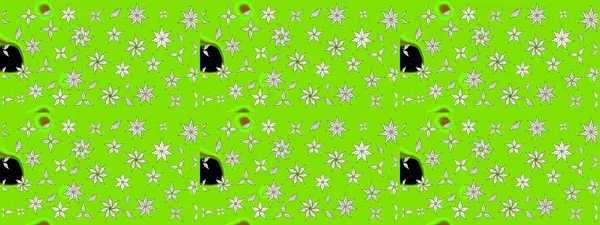 Çiçeksel elementlerle süslenmiş zarif raster dokusu. Parlak çiçekli yeşil renkler üzerine soyut çizim deseni. Küçük çiçekte şirin bir çiçek deseni var..