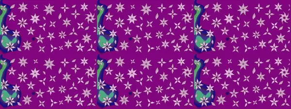 Çizim çiçek deseni duvar kâğıdı olarak kullanılabilir. Raster illüstrasyonu. Mor renkte çiçekler.