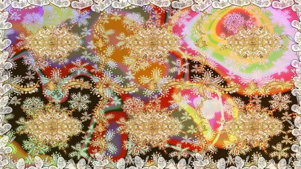 Damask kusursuz yinelenen arkaplan. Barok tarzında altın çiçekli süs. Doku arka planında altın duvar kâğıdı. Tarafsız renklerde altın element.