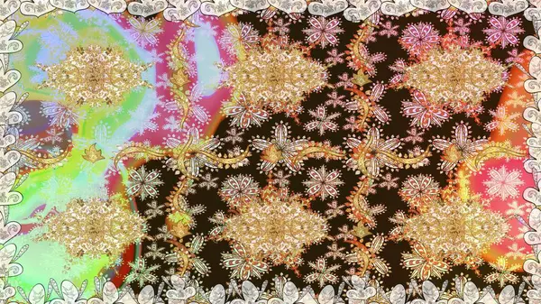 Çiçek süsü kumaş deseni, cam, altın elementlerle kahverengi renklerde çiçek desenli metal. Klasik raster altın pürüzsüz desen.