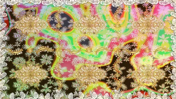 Kusursuz oryantal klasik altın desen. Tarafsız renklerde altın tekrarlayan elementler içeren Raster soyut arkaplanı.