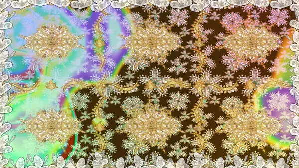 Raster illüstrasyonu. Kusursuz soyut bir arkaplan. Oriental raster klasik nötr ve altın desenli.