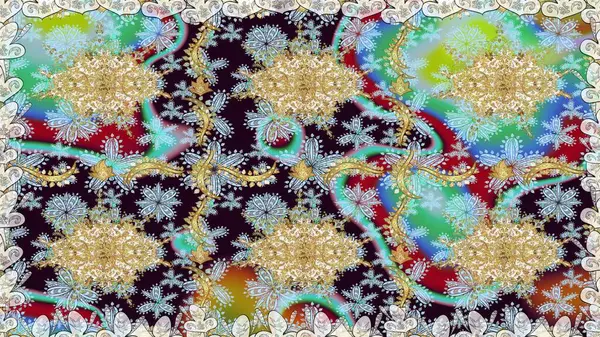 Barok tarzında altın çiçekli süs. Damask kusursuz yinelenen arkaplan. Tarafsız renklerde altın element. Doku arkaplanı üzerine altın duvar kağıdı.