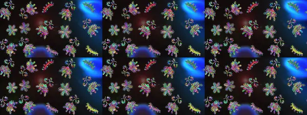 Çiçekli bahar çiçekleri. Küçük çiçekte güzel bir desen. Küçük renkli çiçekler. Moda baskıları için zarif bir şablon. Motley illüstrasyonu. Kusursuz..