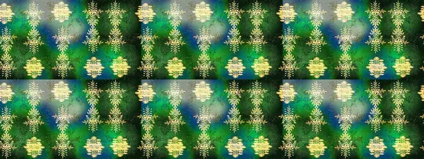 Yuvarlak raster kar tanesi. Raster illüstrasyonu. Soyut kış yeşili, mavi ve gri süs. Güzel kar tanesi. Renkli arka planda izole tatlı kar taneleri.