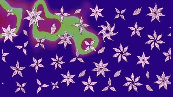 Bir sürü mavi soyut çiçekli tropikal eskiz deseni. Küçük çiçekteki sevimli çiçek deseni. Varicoloblue raster çizimi.