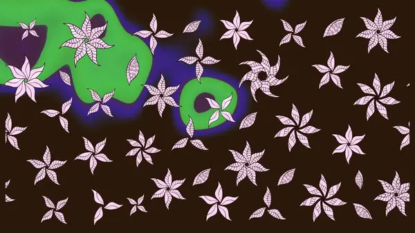 Düz Çiçek Elementleri Tasarımı. Raster illüstrasyonundaki çiçek desenli çizim. Süslü kumaş deseni. Renkli Bahar Teması çizim şablonu.