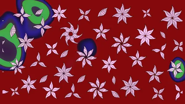 Kırmızı yapraklı yabani çiçekler. Suluboya, elle çizilmiş. Raster illüstrasyonu. Taslak arkaplan deseni.