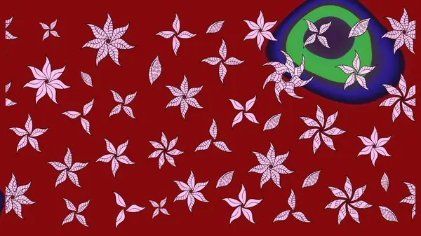 Vadinin çiçekleri kırmızı renklerde. Çiçekler. Soyut etnik raster çizim kalıbı.