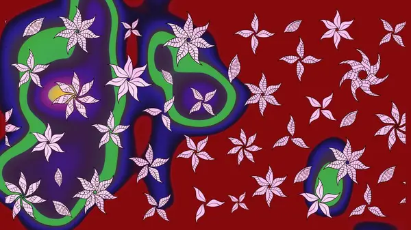 Raster illüstrasyonu. Çiçekler, dallar, bitkiler ve çiçekler. El çizimi. Güzel kumaş deseni.