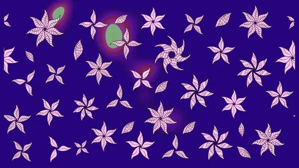 Mavi renkli çiçekler. Raster illüstrasyonu. Çizim çiçek deseni duvar kağıdı için kullanılabilir.