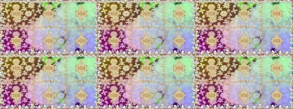 Doğum günü kartı, davetiye ya da afiş için iyidir. Dekoratif simetri arabesk. Raster illüstrasyonu. Tarafsız renklerde altın. Kusursuz ortaçağ çiçek desenleri..