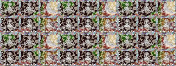 Düz Çiçek Elementleri Tasarımı. Sevimli çiçek raster deseni. Kahverengi renkli çiçekler. Renkli Bahar Teması Kusursuz Arkaplan.