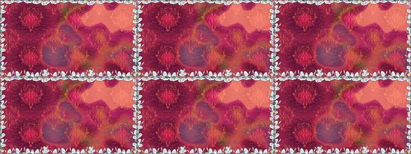 Mor çiçekli kusursuz desen, suluboya çiçek deseni, sevimli çiçek, duvar kağıdı, kart ya da kumaş için fayanslı. Raster - stok.