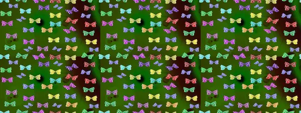 Kelebekli renkli folklor deseni. Yeşil arka planda renkli kelebekler. Paketleme, kağıt, kumaş için uygun.