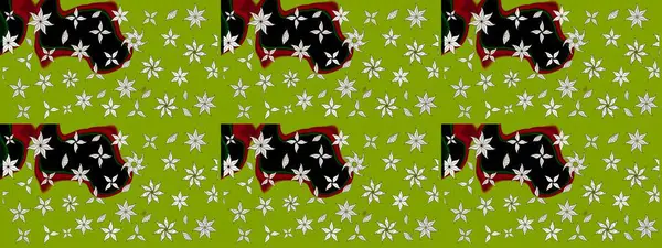 Yeşil çiçekli eskiz deseni, suluboya çiçek deseni, sevimli çiçek, duvar kağıdı, kart veya kumaş için fayanslı. Raster - stok.