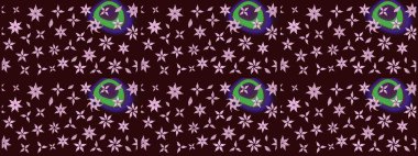 Düz Çiçek Elementleri Tasarımı. Raster Modaya uygun kumaş deseni. Renkli Bahar Teması eskiz kalıbı. Kahverengi renkli şirin çiçek deseni.