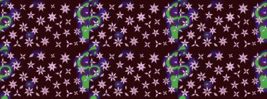 Kahverengi renkli etnik çiçeklerin olduğu zarif bir eskiz modeli. Raster Çiçek İllüstrasyon Şirin Tekstil.