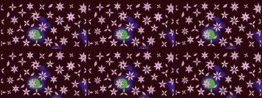 Çiçekli karalama şeklinde Raster çiçek deseni. Raster illüstrasyonu. Nazikçe, yaz çiçekleri kahverengi renklerde.