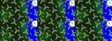 Raster Noel soyut renkli arka plan ve tatlı kar tanesi. Farklı kar taneleri toplayıcısı, yeşil, mavi ve gri renklerde kış elementleri..