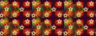 Kristal kar taneleri kahverengi, kırmızı ve turuncu renklerde. Raster illüstrasyonu.