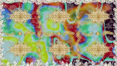 Tarafsız renklerde, altın elementlerle kusursuz desen. Klasik raster sarısı, kusursuz desen. Geleneksel oryantasyon süsü. Klasik vintage arkaplan.