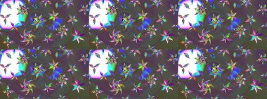 Gri, yeşil ve mor çiçekli eskiz deseni, suluboya çiçek deseni, güzel çiçek, duvar kağıdı, kart veya kumaş için fayanslı. Raster - stok.