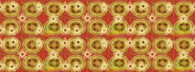 Sarı, turuncu ve kahverengi kar taneleri. Noel ve yeni yıl moda baskıları için tatil tasarımı. Raster illüstrasyonu. Kar tanelerinin soyut arkaplanı olan şirin bir Noel arkaplanı. Renkler.