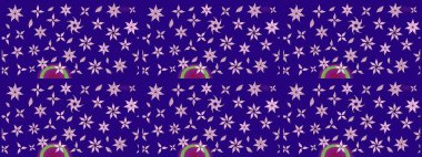 Raster illüstrasyonu. Yumuşak, mavi renkte bahar çiçekleri. Yaprak ve çiçeklerin suluboya resmi, mavi renkte çizim deseni.