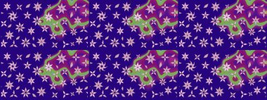 Raster illüstrasyonu. Mavi renkli çiçekler. Çiçek süslemeli çizim deseni.