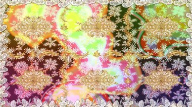 Çiçek desenli altın metal. Raster altın çiçek süsü brokar kumaş ve cam desenli. Kusursuz altın desen. Altın elementli nötr renkler.