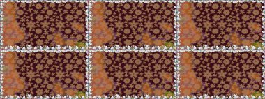 Kahverengi renklerde güzel çiçekler, suluboya desenli, duvar kağıdı, kart ya da kumaş için fayanslı. Raster..